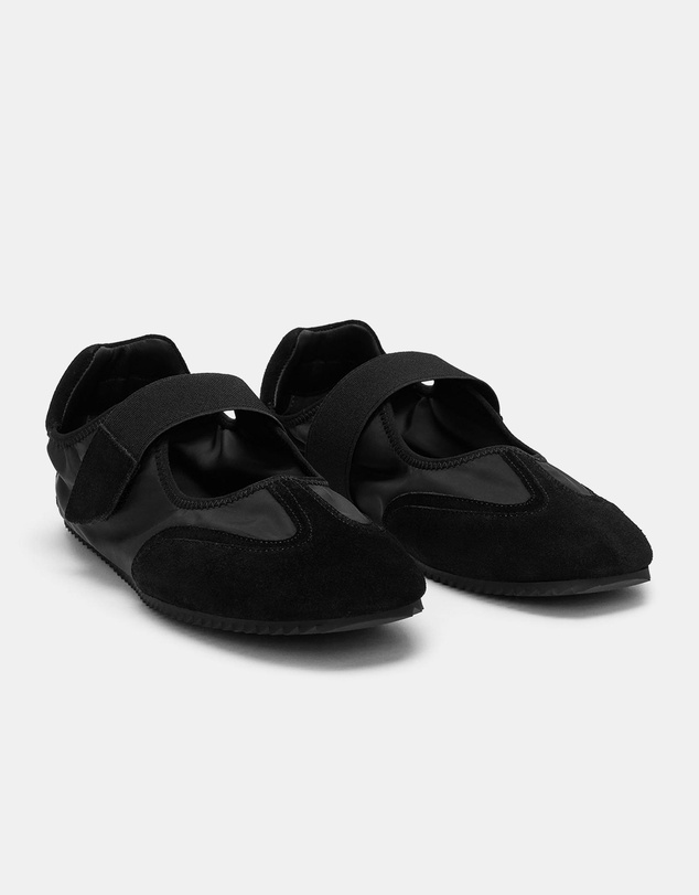 ARKET - Suede-Nylon Mary Jane Flats