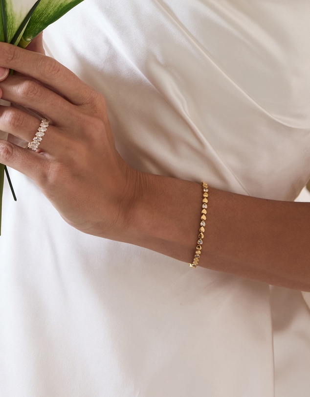 Wanderlust + Co - Multi Hearts 14K Gold Vermeil Bracelet