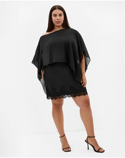 City Chic - Plus size Sheer Chiffon Poncho - black
