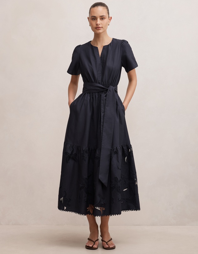 Forever New - Matilda Embroidered Tie Midi Dress
