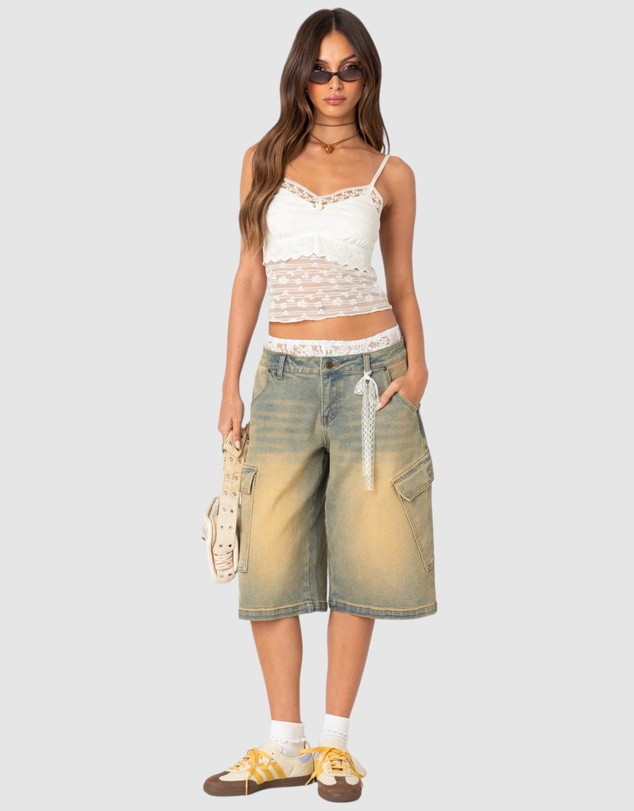 EDIKTED - Layered Sheer Lace Tank Top
