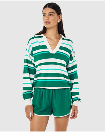 P.E Nation - Retreat Stripe Collar Knit Top