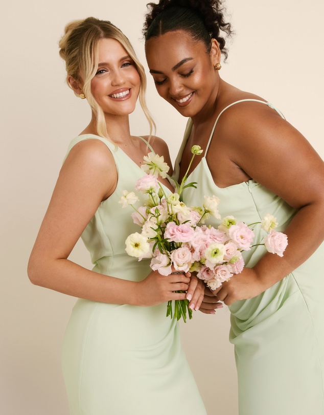 Six Stories - Cowl Front Asymmetrical Chiffon Bridesmaid Dress