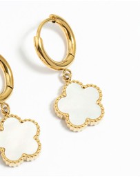 Lovisa - Waterproof Gold Plated Stainless Steel Cubic Zirconia Petal Earrings 2-Pack