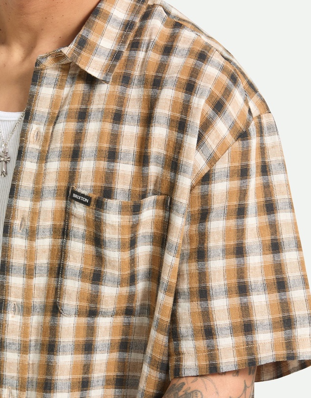 Brixton - Cru Linen Blend Plaid Short Sleeve Woven
