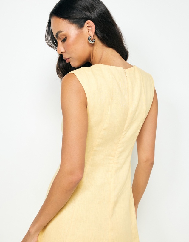 AERE - Chloe Panelled Linen Midi Dress