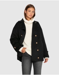 Belle & Bloom - Right and Forward Double Breasted Wool Blend Pea Coat
