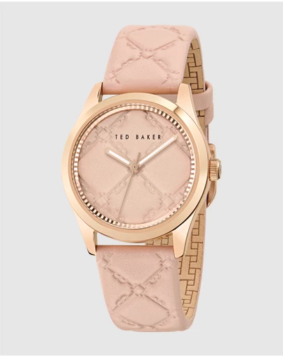 Ted Baker - Coolly Rose Gold-Tone Pink Embossed Leather Watch