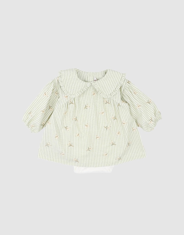 Fox & Finch - Orchard Bloom Emb. Stripe Overlay Dress - Babies