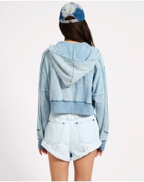 ONE TEASPOON - Cropped Fleece Zip Hoody - Washed Blue