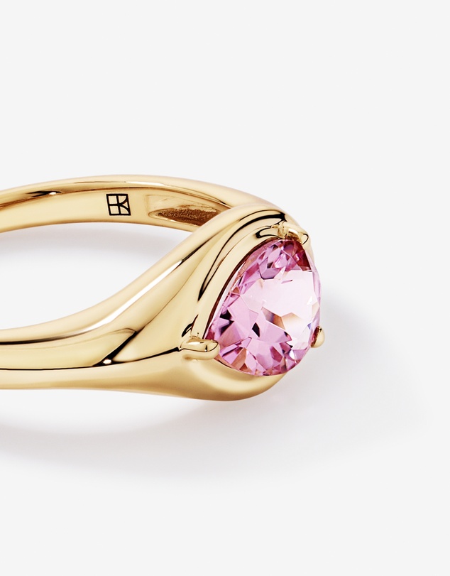 Michael Hill - Pear Cut Blush Pink Tourmaline East-to-West Set Ring in 10kt Yellow Gold