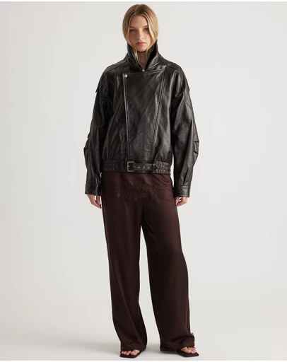 Decjuba - Laine Satin Lace Trim Pants