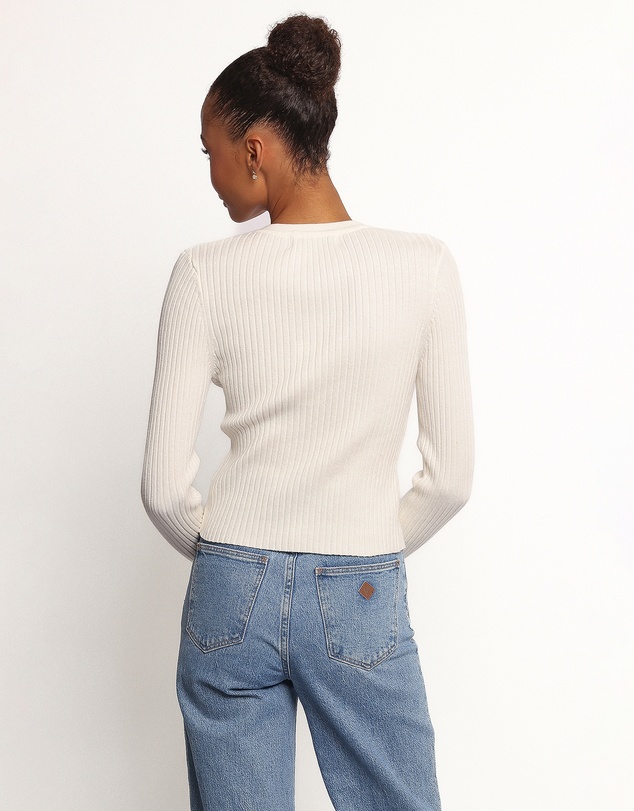 Petal & Pup - Searie Ribbed Cardigan Top - Cream