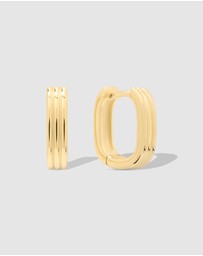 Wanderlust + Co - Triple Band Gold 10mm Huggie Earrings