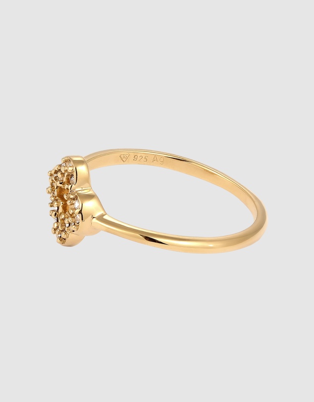 Elli Jewelry - Crystal Cloverleaf Band Ring in Gold-Plated 925 Silver