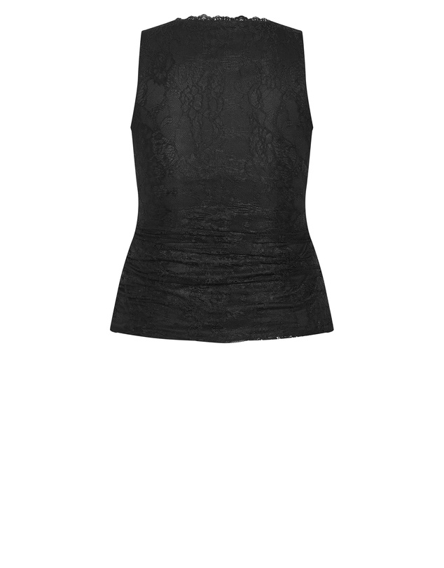 City Chic - Plus size Haze Sleeveless Lace Top - black