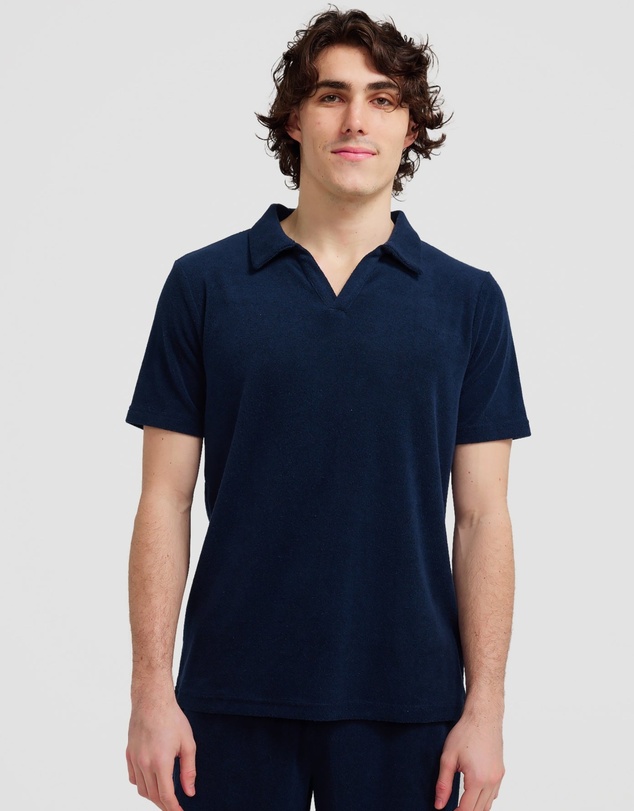 Vacay Swimwear - Navy Terry Polo