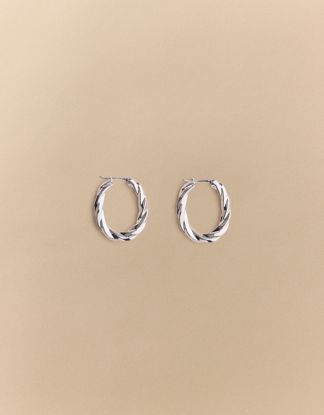 Trenery - Era Twist Hoop Earrings in Silver