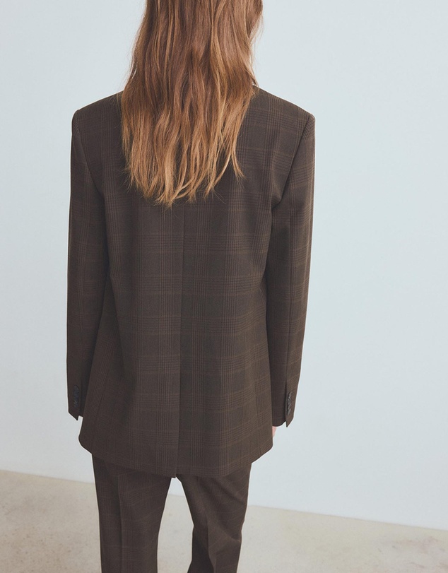 M.N.G - Double-Breasted Check Suit Jacket