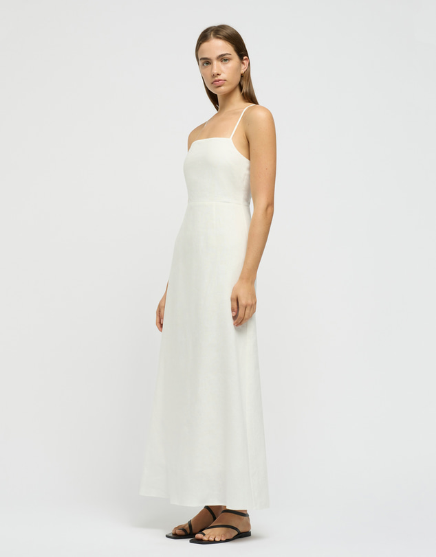 FRIEND of AUDREY - The Linen Tie Back Midi Dress