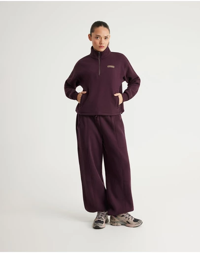 Upstate - Plush Half Zip Funnel Neck - Merlot