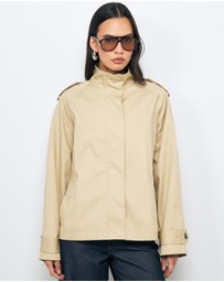 AERE - Sadie Funnel Neck Crop Trench Coat