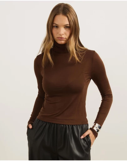 Atmos&Here - Wool Blend Roll Neck Long Sleeve Top