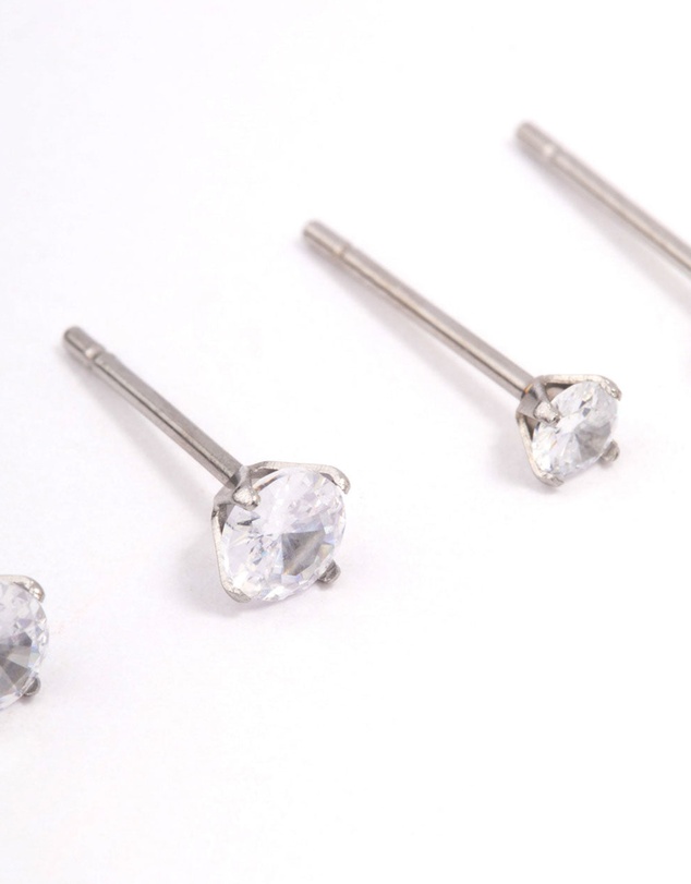 Lovisa - Surgical Steel Graduating Cubic Zirconia Stud Earring Pack