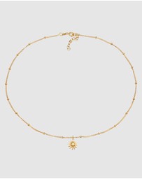 Elli Jewelry - Necklace Choker with Sun Pendant 925 Sterling Silver Gold-plated