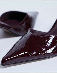 TOPSHOP - Ivette Croc Patent Close Toe Mules