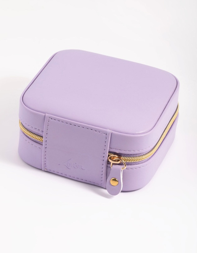 Lovisa - Purple Faux Leather Compact Square Jewellery Box