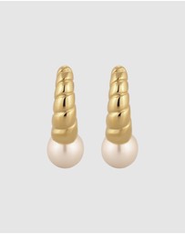 Elli Jewelry - Earrings Women Creole Elegant White Pearl 925 Sterling Silver Gold Plated