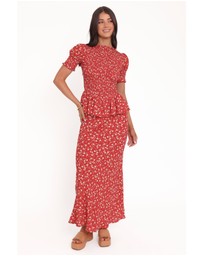 Petal & Pup - Zoella Peplum Top - Red Floral
