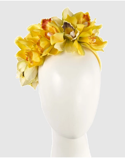 Max Alexander - Large Yellow Flower Headband Fascinator
