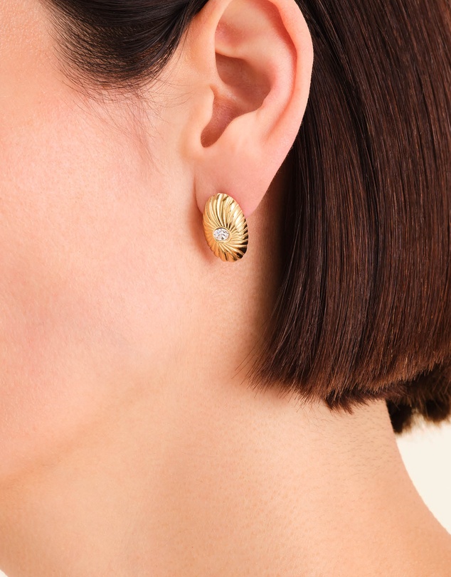 Rosefield - Bold Solitaire Textured Stud Gold-Tone Earrings