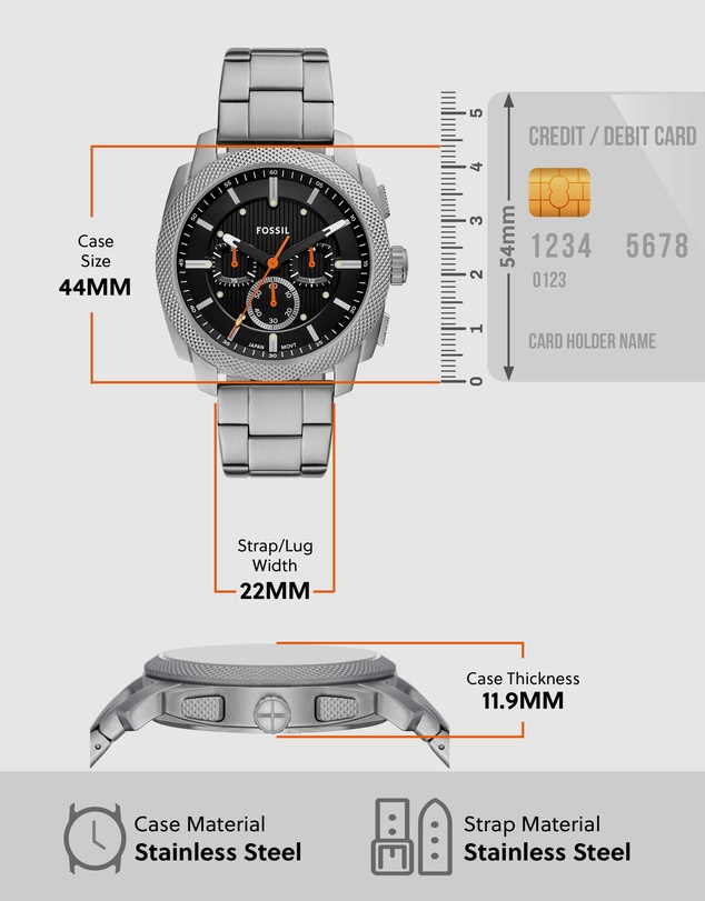 Fossil - Machine Silver Tone Chronograph Watch