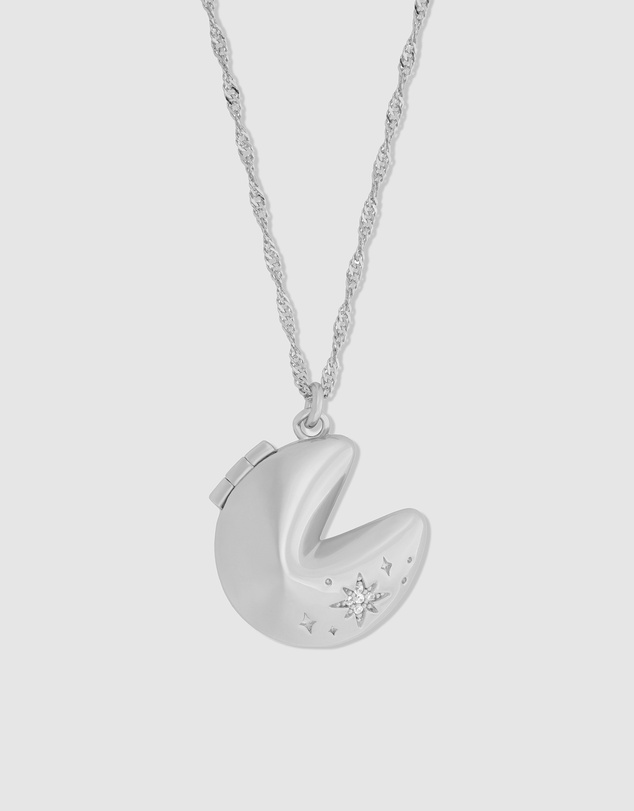 Wanderlust + Co - Fortune Cookie Silver Locket Necklace