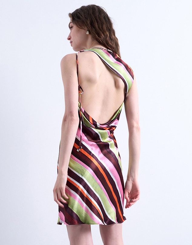 TOPSHOP - Cut Out Back Satin Mini Dress