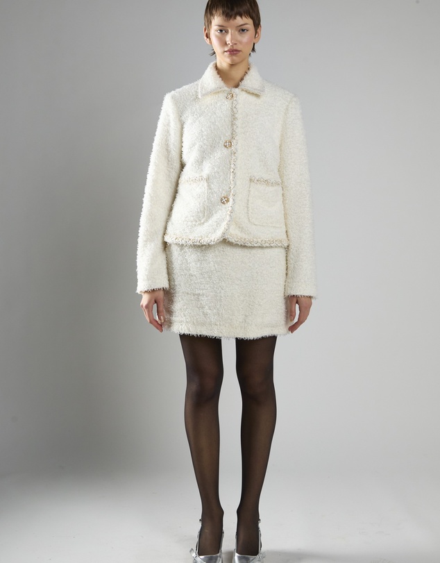 Glamorous - Button-Front Long Sleeve Textured Coat