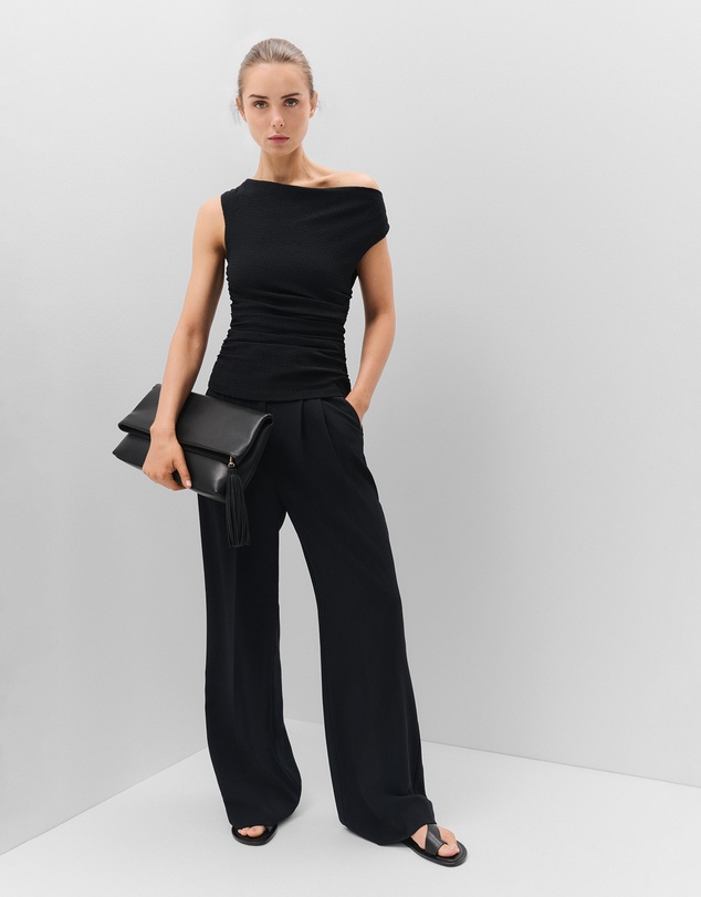 UNISON - Textured Cowl Neck Top
