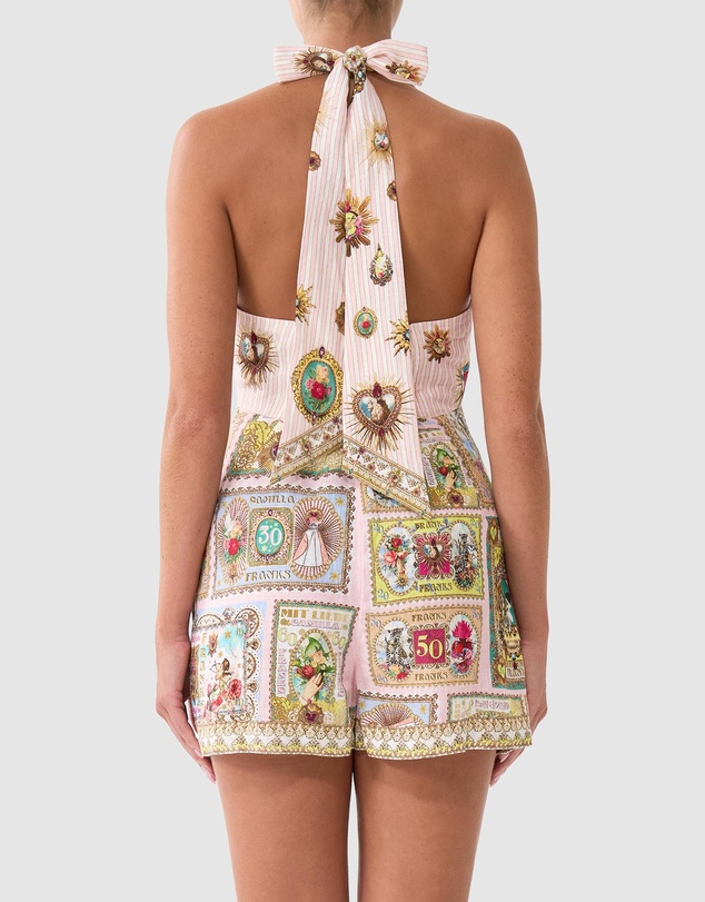 Camilla - Button Front Halter Playsuit