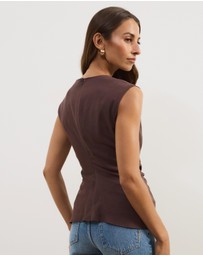 Atmos&Here - Liora Linen Blend Top with Tie