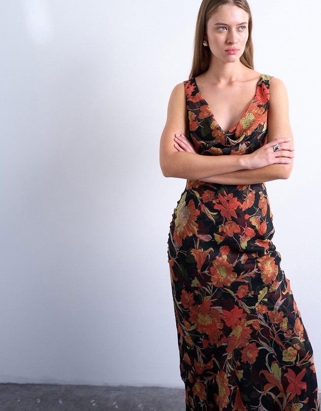TOPSHOP - Double Layer Cowl Maxi Dress