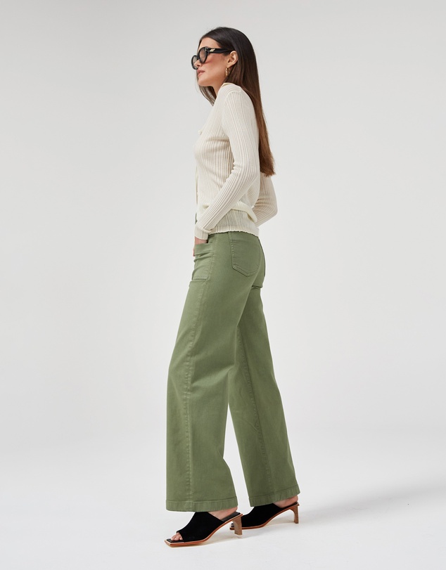 DRICOPER DENIM - Carrie Oil Green Wide Straight Leg Jeans