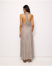 Revibe - Repaired AERE Nolana Gingham Halter Maxi Dress - AU 8