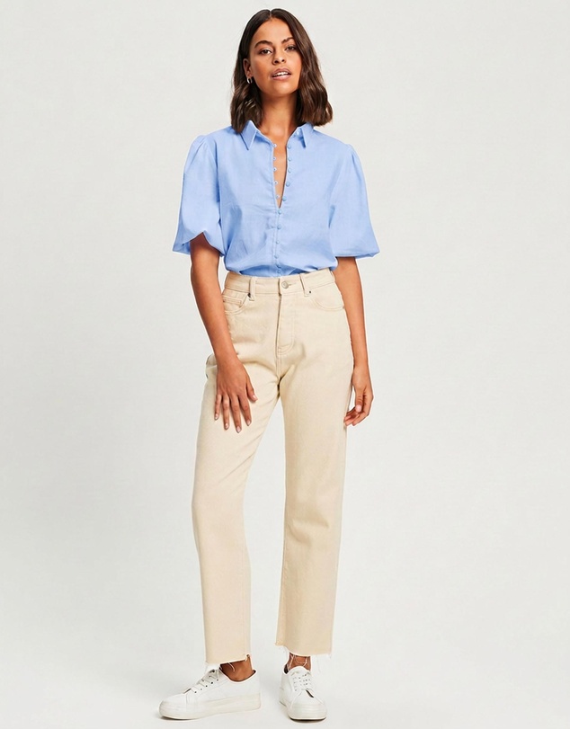 Tussah - Kiara Puff Sleeve Button Front Blouse