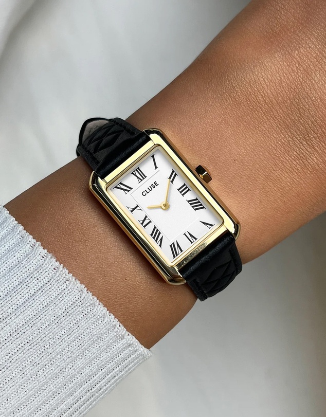 Cluse - Belisenna Watch Leather, Black Quilted, Gold Colour
