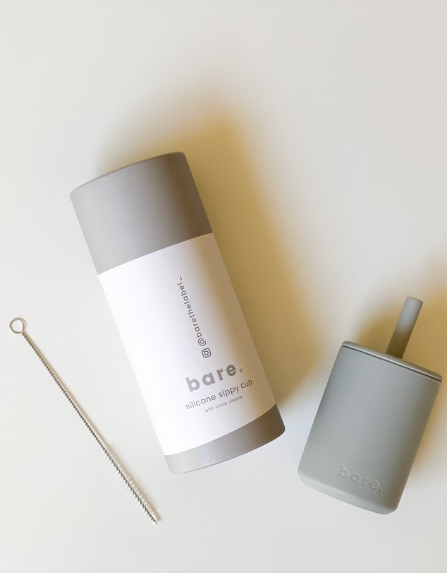 Bare The Label - Silicone Sippy Cup with Straw Cleaner