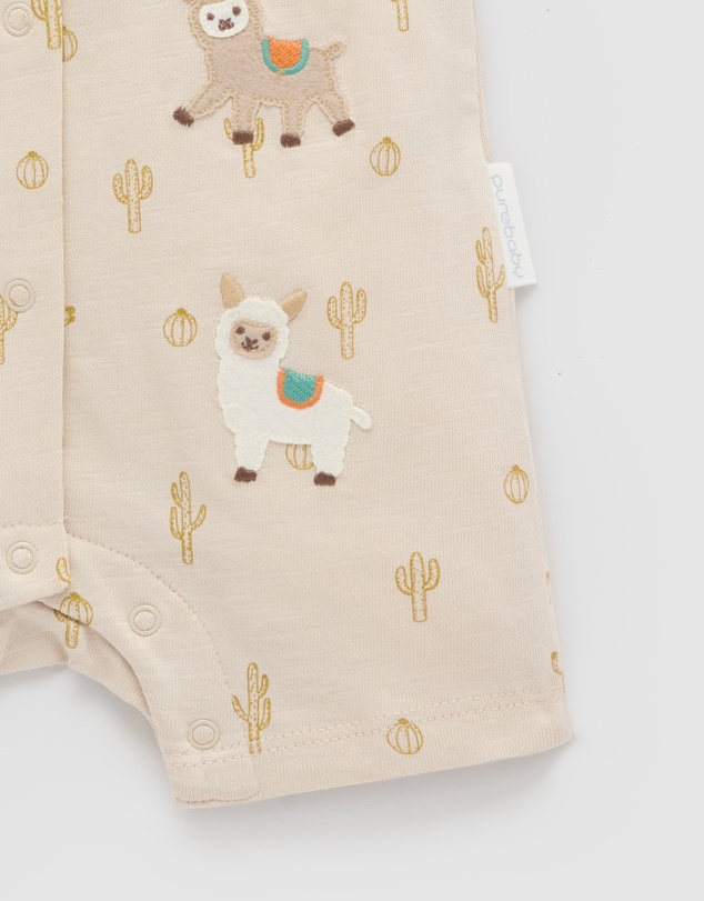 Purebaby - Llama Fiesta Short Growsuit -Kids-Babies
