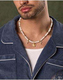 Nialaya Jewellery - Men's Angel Pearl Choker